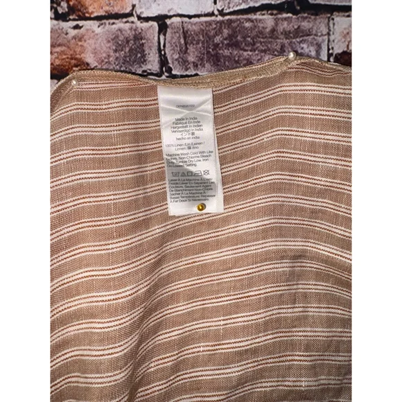 Madewell Refined Linen Top with Open back in rust and white stripe Size 12 - Picture 12 of 15